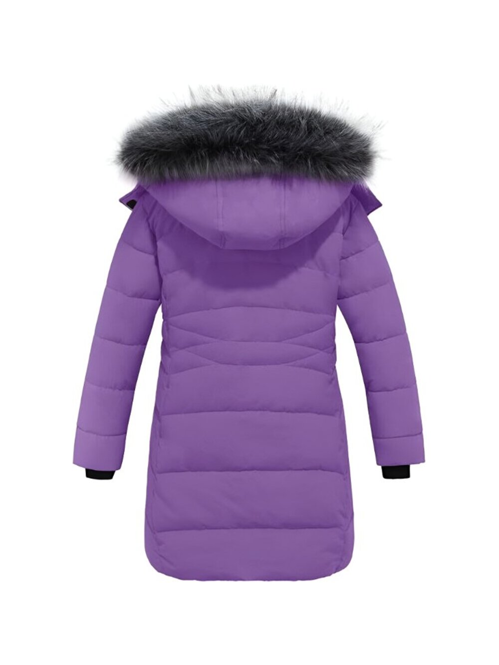 Girls' Winter Coats Long Puffer Jacket Fleece Jacket with Hood - Picture 2 of 6